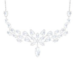 Naszyjnik kolia Glamour z białymi kryształami posrebrzany. Białe naszyjniki Lilou, z kryształem, posrebrzane. Za 499.00 zł.