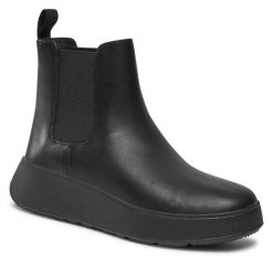 Sztyblety FitFlop. Czarne botki FitFlop, bez wzorów, bez obcasa, na płaskiej podeszwie, bez zapięcia. Za 839.99 zł.