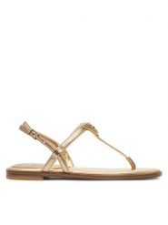 Guess Sandały FLJRA4 LEL21 Złoty. Żółte sandały Guess, z aplikacjami, ze skóry, bez obcasa, na płaskiej podeszwie, bez zapięcia. Za 309.99 zł.