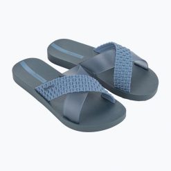 Klapki damskie Ipanema Sense Slide. Niebieskie klapki Ipanema, bez wzorów, bez obcasa. Za 79.99 zł.