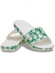 Crocs Klapki "Kadee" w kolorze zielono-białym rozmiar: 36/37. Białe klapki Crocs, bez wzorów, z otwartym noskiem, bez obcasa. Za 101.23 zł.