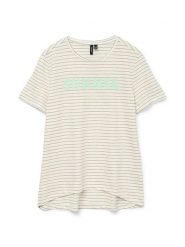 Vero Moda Koszulka "Simone" w kolorze kremowym rozmiar: XS. Brązowe bluzki Vero Moda, xs, bez wzorów, z bawełny, bez kołnierzyka, bez ramiączek. Za 41.79 zł.