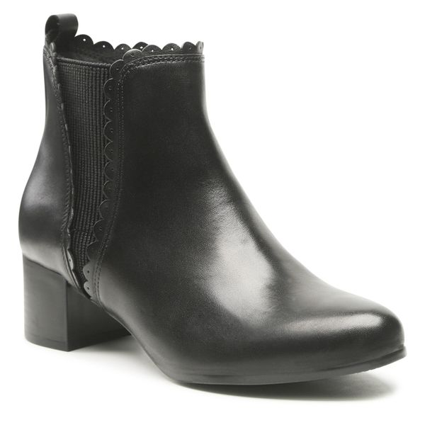 Botki Caprice. Czarne botki Caprice, bez wzorów, bez obcasa, na słupku, bez zapięcia. Za 319.99 zł.