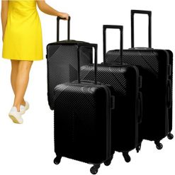 Walizka Podróżna Zestaw Walizek Duża Średnia Mała. Czarne walizki TRIZAND, bez wzorów, duże. Za 289.90 zł.