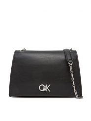 Calvin Klein Torebka Re-Lock Medium Chain LV04F3104G Czarny. Czarne torebki klasyczne Calvin Klein, bez wzorów, ze skóry, bez dodatków. Za 699.99 zł.