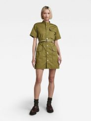 G-Star Sukienka w kolorze khaki rozmiar: S. Brązowe sukienki G-Star, na co dzień, s, bez wzorów, z tkaniny, retro, bez kołnierzyka, bez ramiączek, mini, proste. Za 237.95 zł.