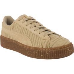 Puma brązowe Basket Platform Ow W 002. Brązowe trampki Puma, z aplikacjami, bez zapięcia. W wyprzedaży za 389.00 zł.