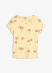 T-shirt z czystej bawełny organicznej. Żółte t-shirty bonprix, bez wzorów, z bawełny, bez kołnierzyka, bez ramiączek. Za 19.99 zł.