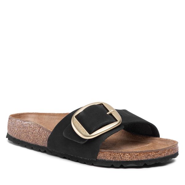Klapki Birkenstock. Czarne klapki Birkenstock, bez wzorów, bez obcasa. Za 539.99 zł.