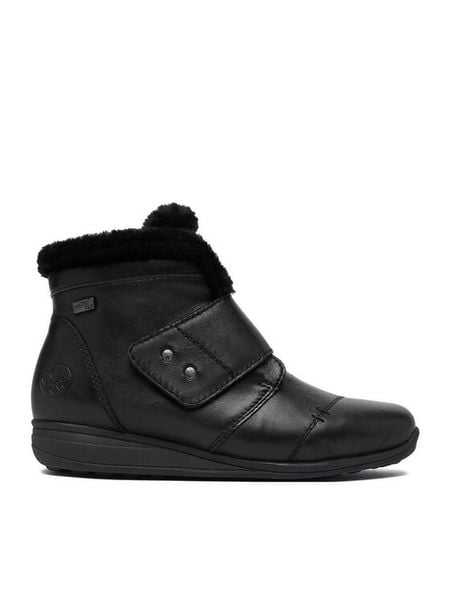 Rieker Botki CEO-47268-35 Czarny. Czarne botki Rieker, bez wzorów, ze skóry, bez obcasa, na płaskiej podeszwie, bez zapięcia. Za 439.99 zł.