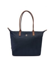 Tommy Hilfiger Torebka Popette Tote AW0AW17711 Granatowy. Niebieskie torebki klasyczne TOMMY HILFIGER, bez wzorów, z materiału, bez dodatków. Za 339.99 zł.