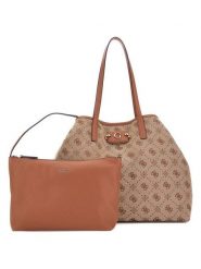Guess Torebka w kolorze beżowo-jasnobrązowym - 40 x 33 x 20 cm rozmiar: onesize. Brązowe torby na ramię Guess, z aplikacjami, z materiału, na ramię, bez dodatków. Za 638.42 zł.