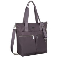 Jednokomorowa shopperka damska z poliestru w szarym kolorze wyposażona w dopinany, regulowany pasek Peterson PTN CTY-19. Szare shopper Peterson, bez wzorów, bez dodatków. Za 89.99 zł.