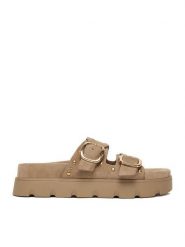 DeeZee Klapki CEO-HY35011-1 Beżowy. Brązowe klapki DeeZee, bez wzorów, z materiału, bez obcasa. Za 149.99 zł.