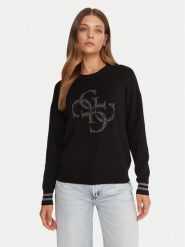 Guess Sweter W5BR42 Z26I2 Czarny Relaxed Fit. Czarne swetry Guess, xxl, z aplikacjami, z wiskozy, bez ramiączek. Za 439.99 zł.