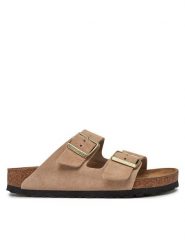 Birkenstock Klapki Arizona zamsz 1029260 Beżowy. Brązowe klapki Birkenstock, bez wzorów, ze skóry, bez obcasa. Za 539.99 zł.