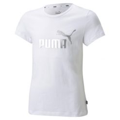Puma Koszulka Ess+ Logo 84695302. Białe bluzki Puma, bez wzorów, sportowe, bez kołnierzyka, bez ramiączek. Za 62.99 zł.