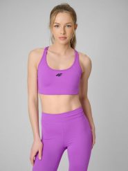 4F Biustonosz treningowy ze średnim wsparciem damski - różowy L. Czerwone bielizna sportowa 4f, l, bez wzorów, z gumy. Za 129.99 zł.