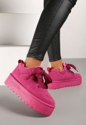 Fuksjowe Sneakersy Vices Stylizowane na Śniegowce na Platformie Obszyte Futerkiem Naleris. Czerwone trapery i śniegowce Renee, z futra. Za 84.99 zł.