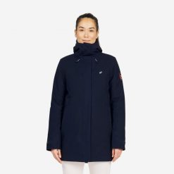 Parka żeglarska damska Tribord Sailing 500 ciepła. Niebieskie parki TRIBORD, l, z materiału, sportowe, bez kaptura. Za 399.99 zł.