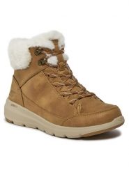 Skechers Botki Glacial Ultra Cozyly 144178/CSNT Brązowy. Brązowe botki Skechers, bez wzorów, z materiału, bez obcasa, na płaskiej podeszwie, bez zapięcia. Za 353.49 zł.