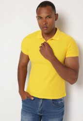 Żółty T-shirt Polo z Bawełną Fodelira. Żółte koszulki polo Born2be, l, bez wzorów, z bawełny, bez kołnierzyka, bez ramiączek. Za 64.99 zł.