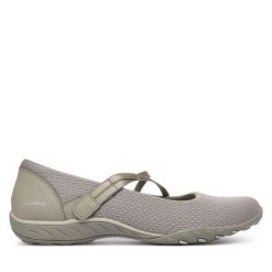 Baleriny Skechers. Brązowe baleriny Skechers, bez wzorów, bez obcasa. Za 299.99 zł.