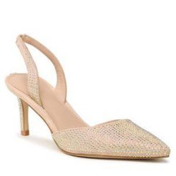 Sandały Guess. Brązowe sandały Guess, z aplikacjami, bez obcasa, na szpilce, bez zapięcia. Za 449.99 zł.