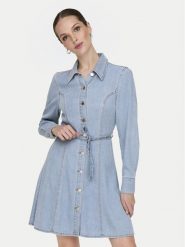 JDY Sukienka jeansowa Kamma 15338892 Błękitny Standard Fit. Niebieskie sukienki JDY, l, bez wzorów, z jeansu, bez kołnierzyka, bez ramiączek. Za 129.99 zł.