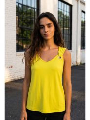 SOULSHAE Top w kolorze żółtym rozmiar: S/M. Żółte topy SOULSHAE, m, bez wzorów, z wiskozy, bez kołnierzyka, bez ramiączek. Za 78.95 zł.