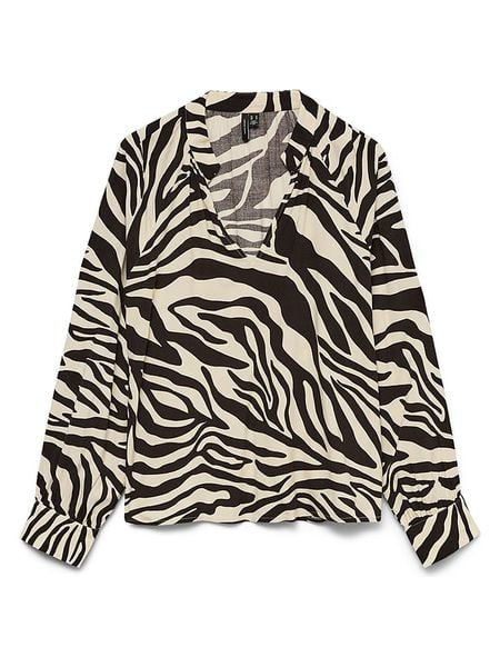 Vero Moda Bluzka w kolorze beżowo-czarnym rozmiar: XL. Brązowe bluzki Vero Moda, xl, bez wzorów, z wiskozy, bez kołnierzyka, bez ramiączek. Za 98.19 zł.
