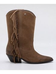 Replay Skórzane botki w kolorze szarobrązowym rozmiar: 36. Brązowe botki Replay, bez wzorów, bez obcasa, bez zapięcia. Za 491.99 zł.