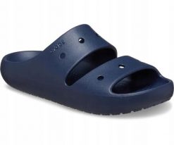 Klapki Dla Dorosłych Crocs Classic V2 Sandal. Niebieskie klapki Crocs, bez wzorów, z materiału, bez obcasa. Za 135.99 zł.