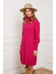 So Cachemire Sukienka dzianinowa "Eclose" w kolorze różowym rozmiar: L. Różowe sukienki So Cachemire, na co dzień, l, bez wzorów, z dzianiny, bez kołnierzyka, bez ramiączek, mini, proste. Za 110.04 zł.