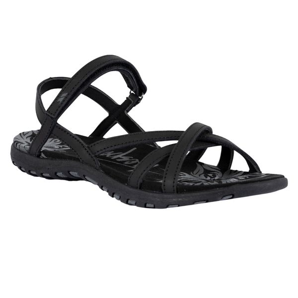 Sandały Damskie Kimbra. Czarne sandały Trespass, bez wzorów, z materiału, bez obcasa, bez zapięcia. Za 222.99 zł.
