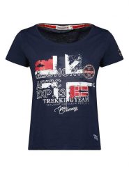 Geographical Norway Koszulka "Jarry" w kolorze granatowym rozmiar: XL. Niebieskie bluzki Geographical Norway, xl, bez wzorów, z bawełny, bez kołnierzyka, bez ramiączek. Za 24.23 zł.