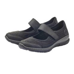 Buty Damskie Z Wycięciami. Czarne trekkingi Rieker, trekkingowe. Za 534.99 zł.