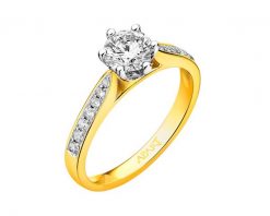 Pierścionek z żółtego i białego złota z brylantami - SI2/H - 0,85 ct - próba 585. Białe pierścionki Apart, z brylantem, złote. Za 31,590.00 zł.