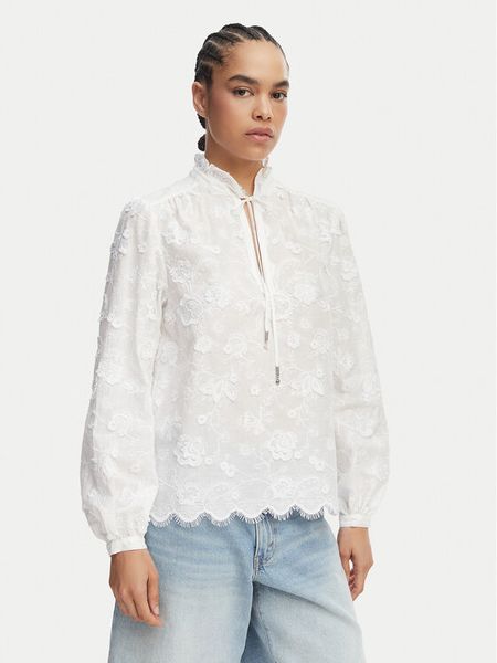 MICHAEL Michael Kors Bluzka MS640Y9KPX Biały Relaxed Fit. Białe bluzki MICHAEL Michael Kors, xs, bez wzorów, z bawełny, bez kołnierzyka, bez ramiączek. Za 561.99 zł.
