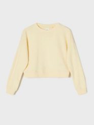 Krótka bluza crewneck - żółty. Żółte bluzy Sinsay, l, bez wzorów, bez kaptura. W wyprzedaży za 17.99 zł.