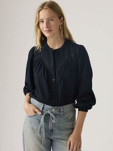 Levi's Bluzka w kolorze czarnym rozmiar: L. Czarne bluzki Levi's®, l, bez wzorów, z bawełny, bez kołnierzyka, bez ramiączek. Za 179.95 zł.