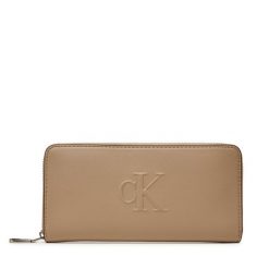Duży Portfel Damski Calvin Klein Jeans. Brązowe portfele Calvin Klein Jeans, bez wzorów, z jeansu. Za 169.99 zł.