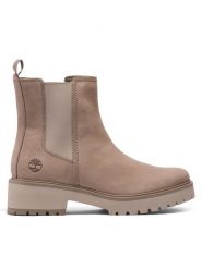 Timberland Sztyblety Carnaby Cool Basic Chlsea TB0A41CW9291 Beżowy. Brązowe botki Timberland, bez wzorów, z nubiku, bez obcasa, na płaskiej podeszwie, bez zapięcia. Za 699.99 zł.