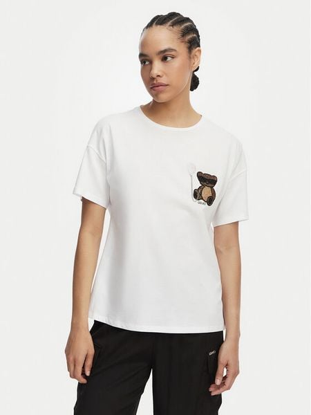 Liu Jo T-Shirt WA6414 JS923 Biały Regular Fit. Białe t-shirty Liu Jo, xs, bez wzorów, z bawełny, bez kołnierzyka, bez ramiączek. Za 178.99 zł.