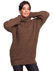 Be Wear Golf w kolorze brązowym rozmiar: S/M. Brązowe golfy Be Wear, m, bez wzorów, z wełny, bez ramiączek. Za 205.95 zł.