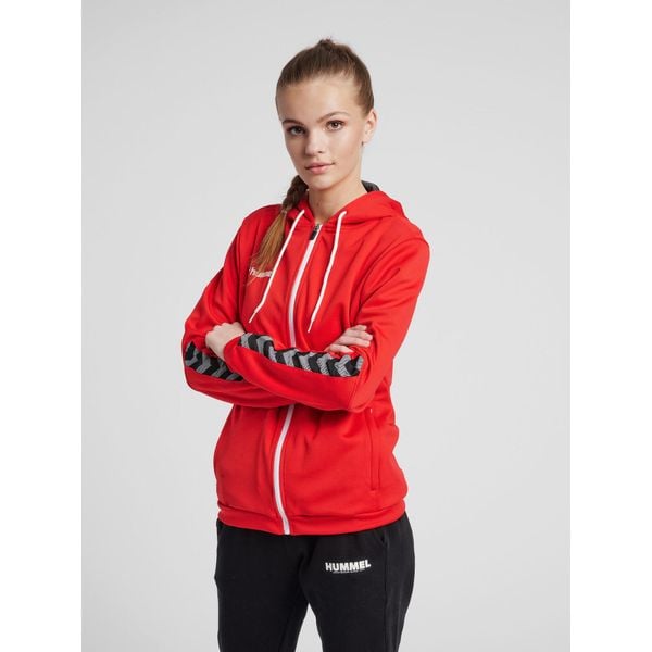 Bluza do piłki nożnej damska Hummel zip hml AUTHENTIC Poly. Czerwone bluzy Hummel, s, bez wzorów, z dzianiny, z kapturem. Za 278.00 zł.