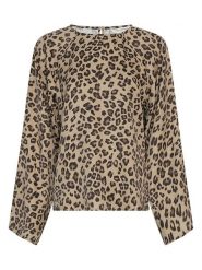 MOSS COPENHAGEN Bluzka w kolorze beżowo-czarnym rozmiar: XS. Brązowe bluzki Moss Copenhagen, xs, bez wzorów, z wiskozy, bez kołnierzyka, bez ramiączek. Za 140.20 zł.