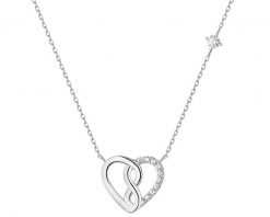 Naszyjnik srebrny z cyrkoniami - serce, nieskończoność. Szare naszyjniki Apart, z cyrkonią, srebrne. Za 174.00 zł.