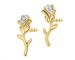 Kolczyki z żółtego złota z diamentami - kwiat. Żółte kolczyki Apart, z diamentem, złote. Za 859.00 zł.