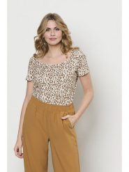 &Co Woman Koszulka "Varia" w kolorze białym rozmiar: XXL. Brązowe bluzki &Co Woman, xxl, bez wzorów, bez kołnierzyka, bez ramiączek. Za 144.24 zł.
